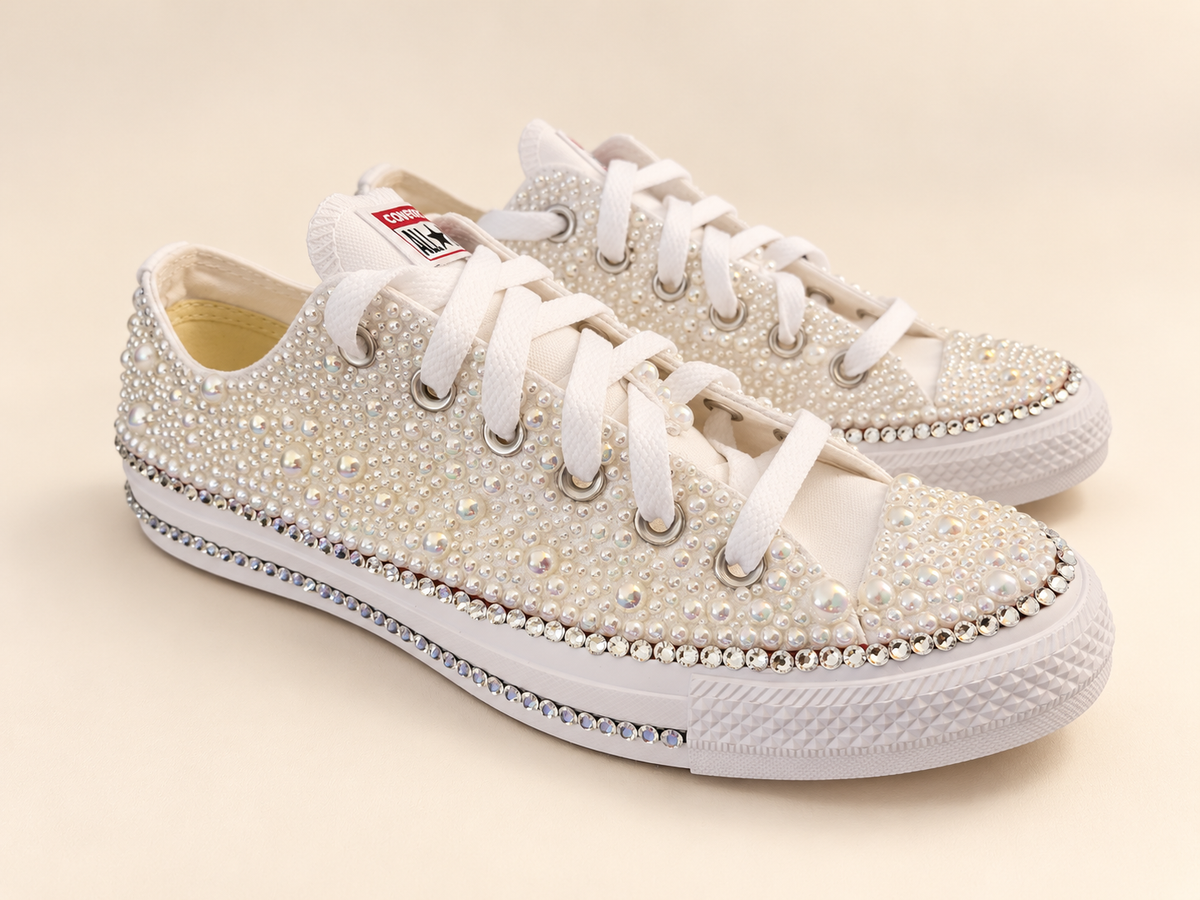 White rhinestone sneakers