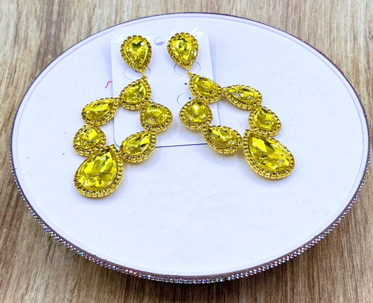 Yellow Crystal Earring Set